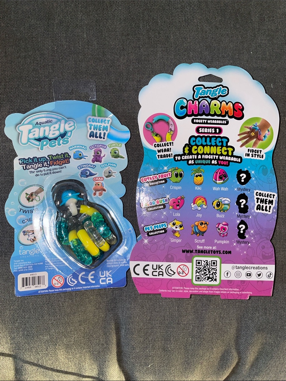 Very Rare Aquatic Tangle Pets & Charms Play Set in Teal, Blue, Pink, Yellow - Picture 2 of 2